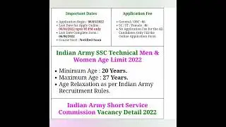 Indian Army SSC Tech 59 Men & 30 Women Online Form 2022