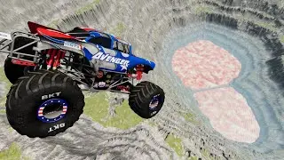 Insane Deadly Jump! Cars Crash into Giant Lava Pit #beamngdrive #lavagame