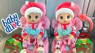 BABY ALIVE dolls go on a outing ☃️ meeting Santa and McDonald&rsquo;s 🍔new grinch meal 