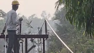 High voltage transmission line construction