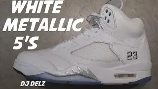Air Jordan 5 White Metallic Silver 2015 Retro Shoe HD  Review With @DjDelz