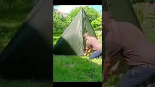 Fully Enclosed Moto Camping Tarp Tent with Standing Room. #motocamping  #tarptent #wildcamping #tent