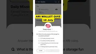ARI Wallet Daily Quiz 18 July | Ari Wallet Testnet airdrop | Ari Wallet Quiz Today | Arichain