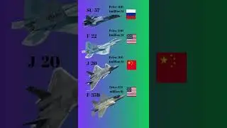 F-35B vs SU-57 vs J-20 vs F-22 &ndash; 5th Gen Fighter Jet Price Comparison #military #airforce #airplane