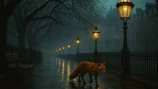 Cinematic Foggy Night Ambience | Lone Fox Under Street Lamps | Deep Ambient Music for Focus & Study