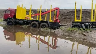 Камаз 43118 застрял с прицепом 1:10 rc kamaz mudrunner