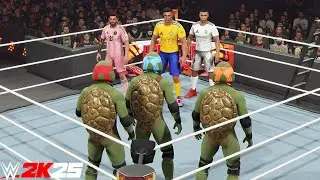 Messi & Ronaldo & Mbapp&eacute; & Vs Teenage Mutant Ninja Turtles - WWE 2K25 PS5 [4K]
