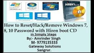 How to Reset/Remove Windows 7, 8, 10 forgotten Password with Hiren boot CD
