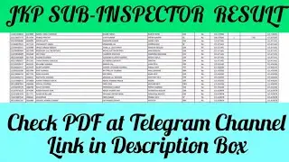 JKP Sub Inspector Result Out || Official Notification