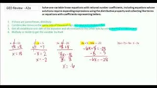 GED Study Guide Math  How to Solve One Variable and Multi variable linear expressions