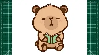 How to draw a kawaii capybara reading a book | cute & easy drawing