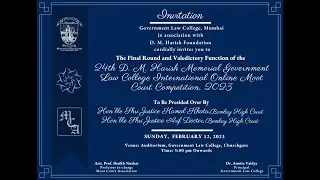 24th D. M. Harish Memorial Government Law College International Online Moot Court Competition, 2023.