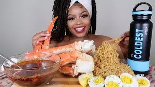 KING CRAB LEGS SEAFOOD BOIL MUKBANG 먹방 W/ SPICY NOODLES EATING SHOW!