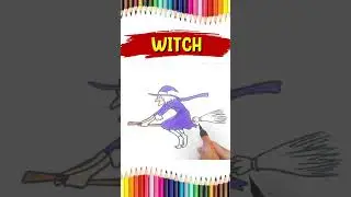 How To Draw A Witch | Cartoon Witch Drawing And Coloring  #glitterart #witch #drawing #cutedrawing