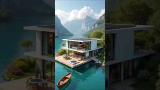 Modern Floating Villa on a Turquoise Lake #shorts