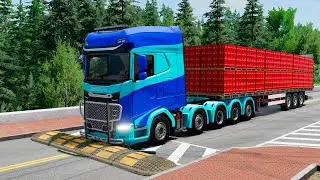 Cars and Trucks vs Speed Bumps | BeamNG Drive | TrucksVs