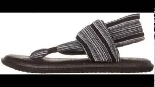 Sanuk Women's Yoga Sling Flip Flop,Black/White,8 M US
