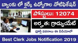 Latest Govt Jobs | IBPS Clerk Jobs Notification 2019 | Latest Bank Jobs