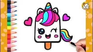 Unicorn Ice Cream Drawing Easy | How to draw a Cute Unicorn Ice Cream | Coloring Pages For Kids