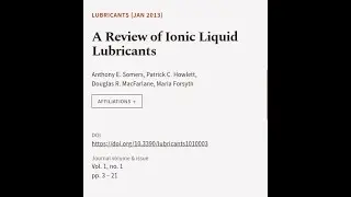 A Review of Ionic Liquid Lubricants | RTCL.TV