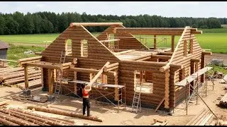 女の子が一人で建てるキャビン：基礎から金属屋根の完成まで | Girl Building Cabin Alone: From Foundation to Metal Roof by Myself