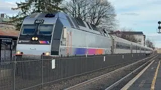 NJ transit trains and freight train in Bound Brook NJ.