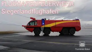 [Erstmalig]-Wachausfahrt und Showanfahrt der Flughafenfeuerwehr Siegerlandflughafen Panther+FLF10000