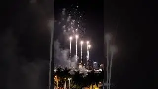 Happy new year fireworks in Indonesian city High Quality
