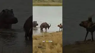 Waterbuck Trapped by Wild Dogs Faces an Even Greater Threat in the Water #wilddogs  #predatorvsprey