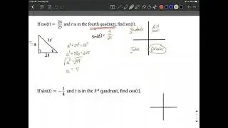 Given sine/cosine value and quadrant of angle, draw a triangle to find cosine/sine