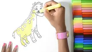 HOW TO DRAW A GIRAFFE | CARTOON GIRAFFE DRAWING AND COLORING | KIDS GIRAFFE