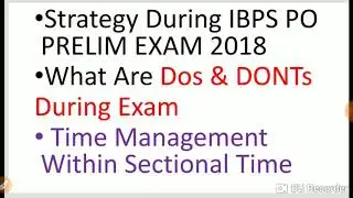 SECTIONAL Time management In IBPS PO prelims2018