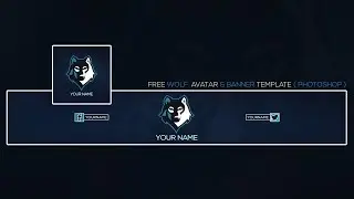 Free Wolf Mascot Logo Avatar Banner Template (Photoshop)