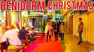 BENIDORM 🇪🇸 Christmas 2021 Bars and restaurants Old Town, Costa Blanca SPAIN Walking Tour 4K