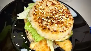 POV Rice Burger 🍔 Crispy Chicken in Panko | ASMR Cooking