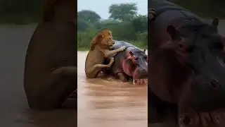 A Lion Fought A Hippo To Save His Enemy 😱🦛 #shorts