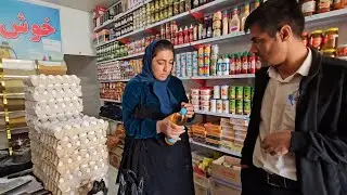 Nomadic couple travels to the city after several difficult days in the mountains