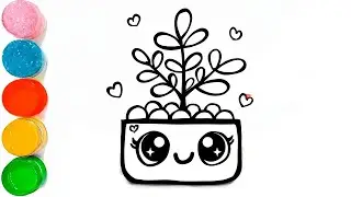 How to Draw a Plant in a Pot | Potted Plant Drawing for kids | Beautiful Plant With Pot Drawing