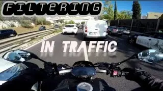 Filtering crazy biker in traffic roadsitalia full exhaust V8 sound Yamaha MT-07