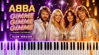 Learn To Play Gimme Gimme Gimme ABBA on Piano! (Hard) SLOW 50% Speed