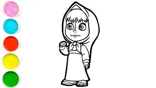 Cute Masha drawing painting coloring for kids and toddlers Art for beginners 