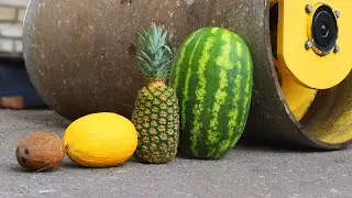 Crushing Crunchy & Soft Things by ROAD ROLLER! - EXPERIMENT: FRUITS VS ROAD ROLLER