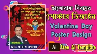 Valentine Day Poster Design in Illustrator || ভালবাসা দিবস এর পোস্টার ডিজাইন || VIP Graphics