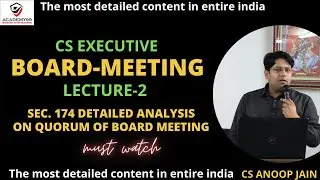 BOARD MEETING -LECTURE -2 | QUORUM OF BOARD MEETING | COMPANY LAW | CS EXECUTIVE | SECTION-174