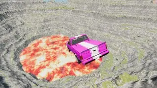 100 CARS VS LAVA PIT! | BeamNG.drive Best Cliff Roads Leap of Death #02