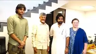 CM Chandrababu Naidu meets Pawan Kalyan at Mangalagiri Janasena Party office. #akhira #pawankalyan