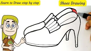 Easy princess shoes drawing #easydrawing #kidsdrawing  #drawingstepbystep #drawing #sketch