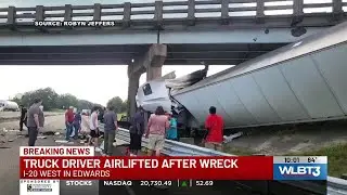 Truck driver airlifted after I-20 crash