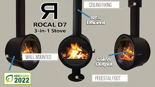 Rocal D7 Wood Stove - 3-in-1 Wall Fire | Suspended | Pedestal