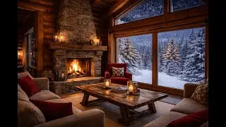 Warm Inside ❄️ Cold Outside | 10 Hours Cozy Fireplace & Snowy Forest Ambience